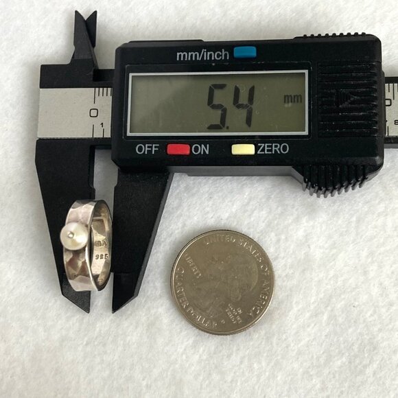 Sterling Silver 925 GA 5MM Hammered Genuine White Pearl Band Ring Sz 6.5 - Picture 13 of 16